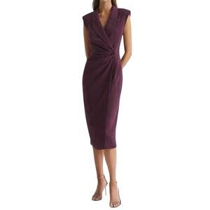 Reiss Dress 6 Cecile Tuxedo Bodycon Midi Longline Blazer Strong Shoulder New